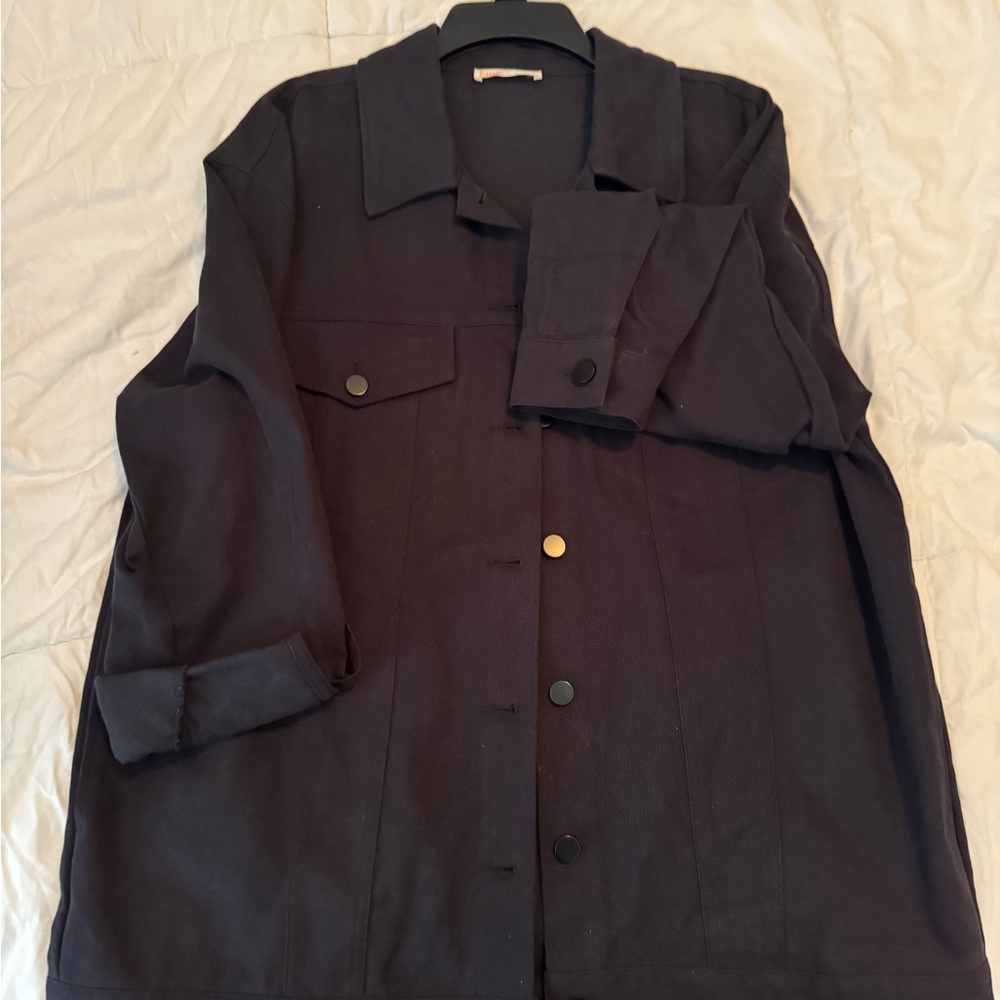 Black, long, jean jacket